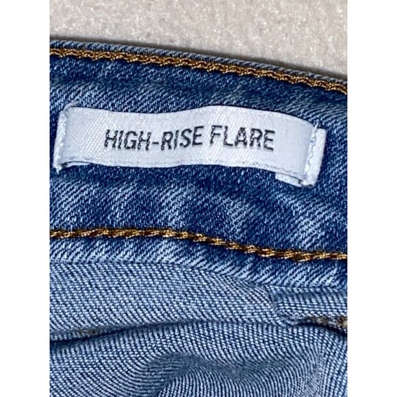 True Craft High-Rise Flare Jeans Size 15R Light Wash Distressed Cotton Blend Wom - Picture 3 of 10